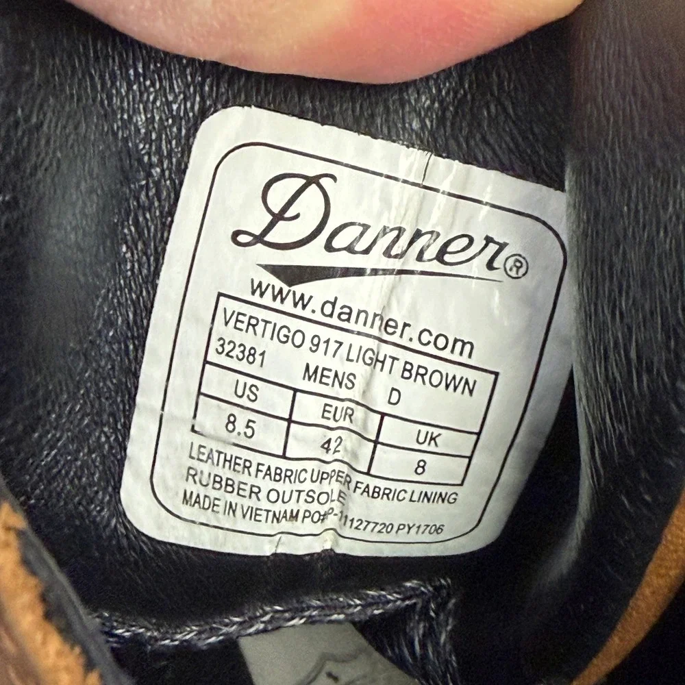 Danner Vertigo 917 Leather Goretex Hiking Boots Men Size 8.5 Light Brown Outdoor